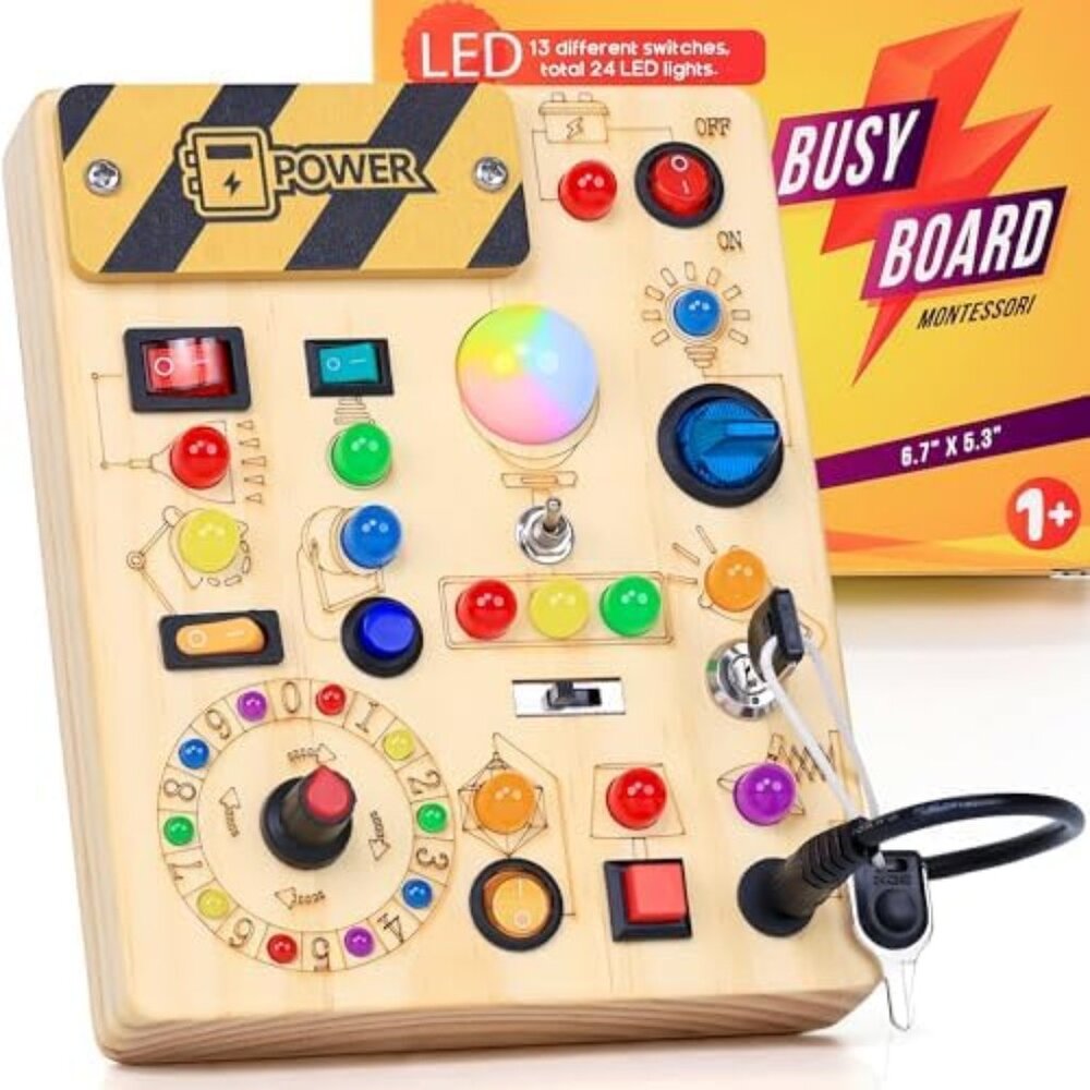 RichBoy Busy Board for 1-3 Year Old, LED Light Sensory Toys for Kids with Autism